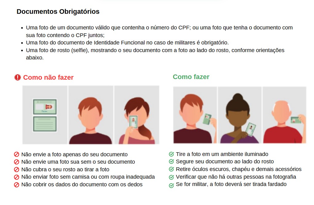 Como enviar fotos do documento